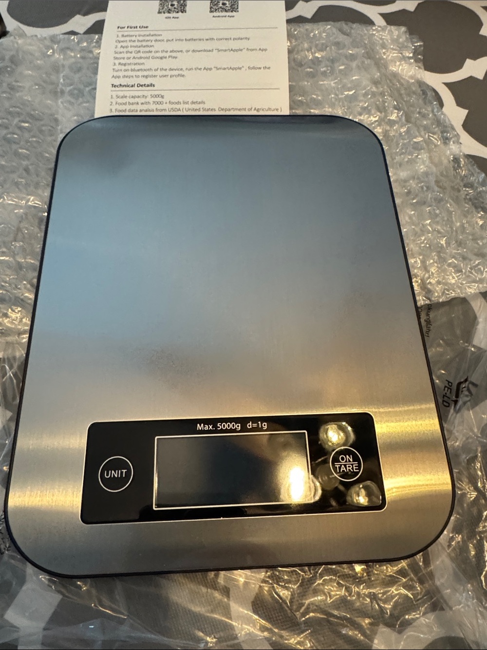 SmartApple Smart Nutrition Bluetooth Kitchen Scale Stainless Steel New in Box
